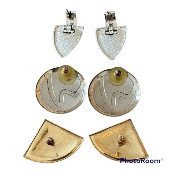 Lot of 3 pairs of Art Deco style pierced earrings - Picture 3 of 6